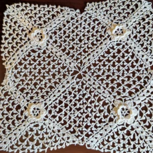 Vintage 1930's Irish Crochet Doily Square For Crafts Sewing Altered Art