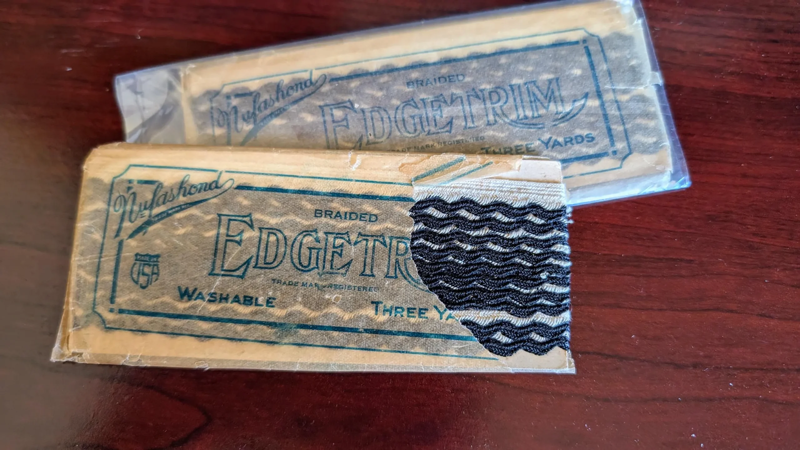 Antique Novelty Trim Braid Black White Nufashond Unused 1920s Package