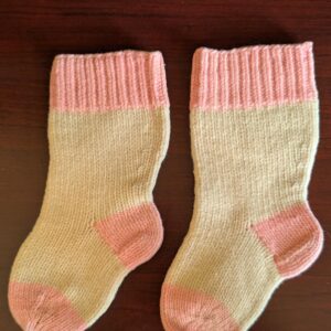 Victorian Pair Hand Knitted Wool Baby Stockings Hosiery 1900's Unworn