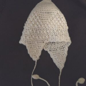 1920s Child Wool Bonnet Vintage Baby Hand Knit Off White