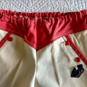 Vintage Children Pants Trousers 1930's 1940's Cotton Red Trim Unworn Hang Tag