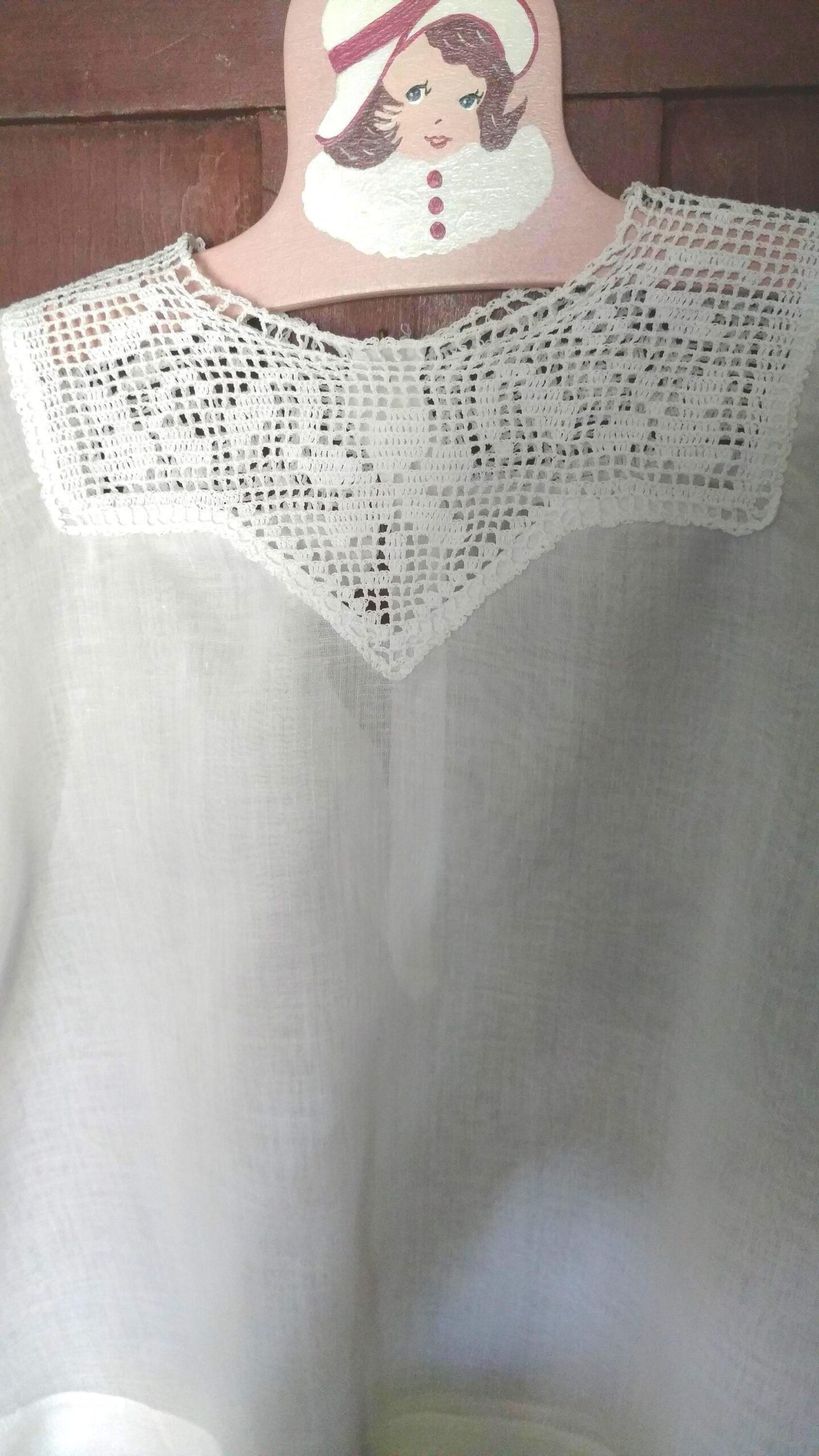 1930 Toddler Girl Dress Vintage White Cotton Filet Crochet Lace Yoke