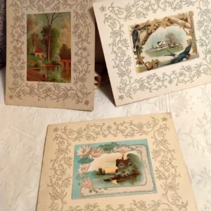 3 Greeting Cards Gibson Co Victorian Lithograph 1870s to 1890s
