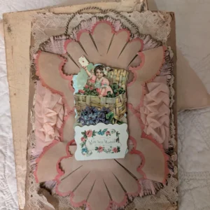 Valentine 1900s German Pop Up Box Paper Doily Silk Trim As Is