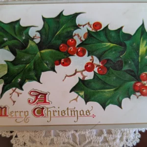 A Raphael Tuck Merry Christmas Postcard Holly Berry Greeting 1900's