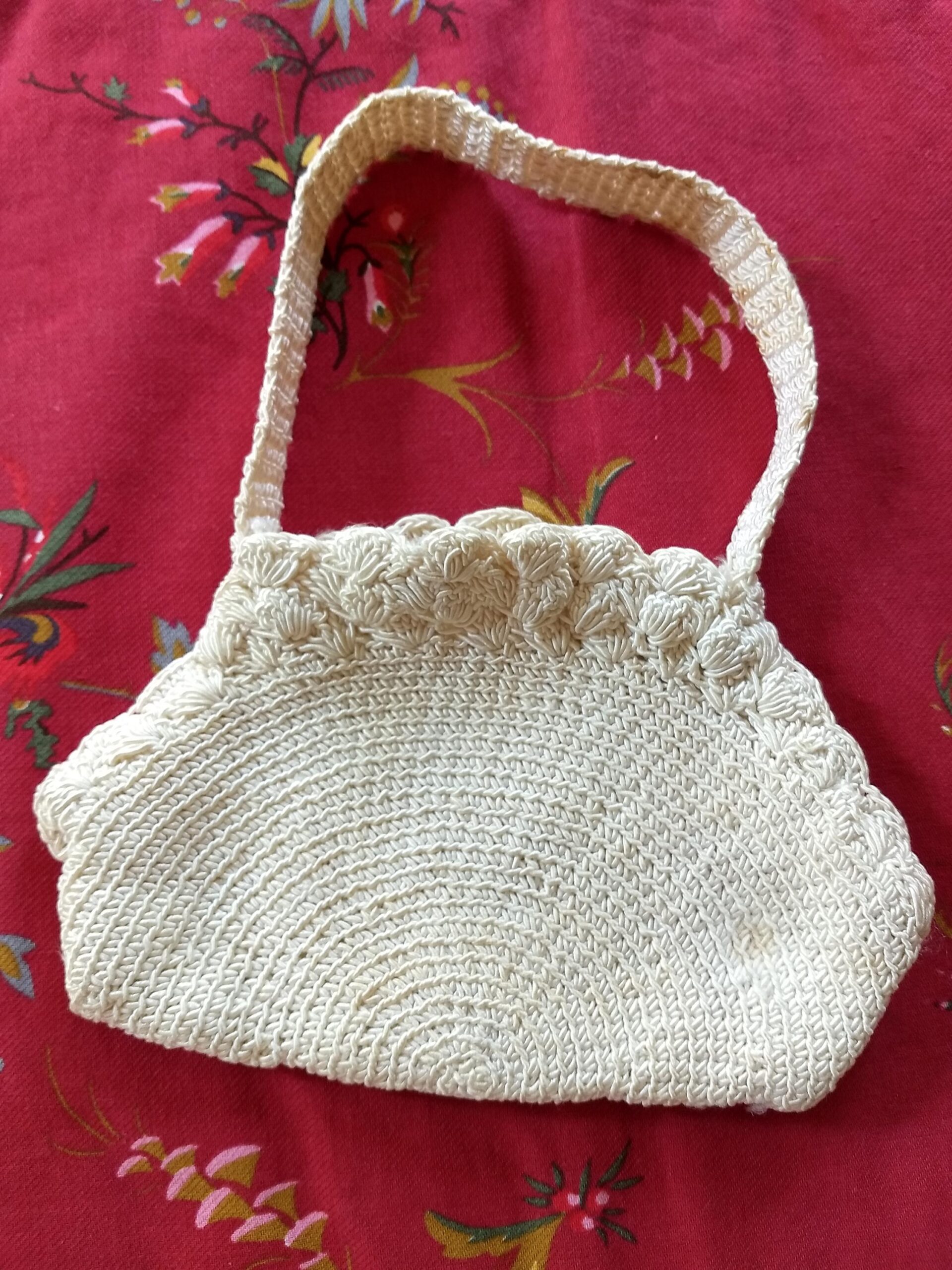 Vintage Crochet Handmade White Purse 1930s Fashion Style Handbag