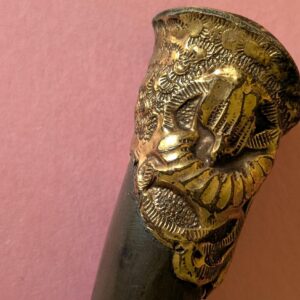 Antique Cane Handle Edwardian Art Nouveau Wood Gold Plated Parasol Vintage Umbrella