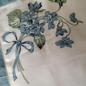 Victorian Hanky Edwardian Cotton Handkerchief Blue Bouquet