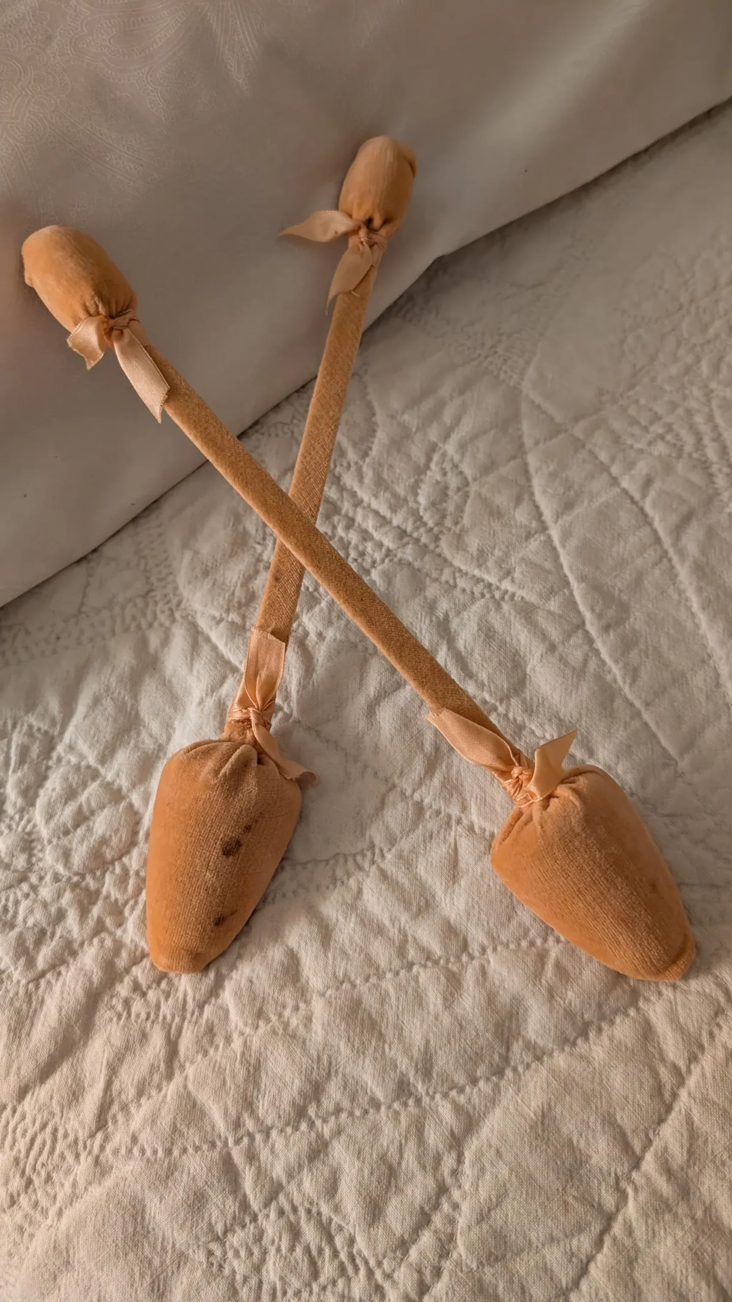 Vintage Shoe Stretcher Last Forms Decorated Velvet Ribbon 1920s 1930s