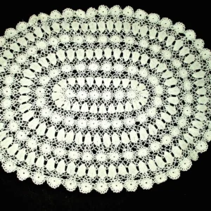 Vintage Doily Irish Crochet Handmade Oval 1920 Table Dresser Mat