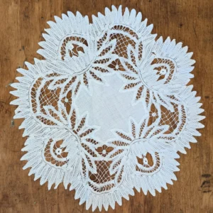 Antique Battenburg Doily 11" Tape Lace Flower Motif 1900's Edwardian