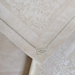 Vintage 4 Czech Damask Table Linen Napkins Floral Old Stock Paper Labels 1930's