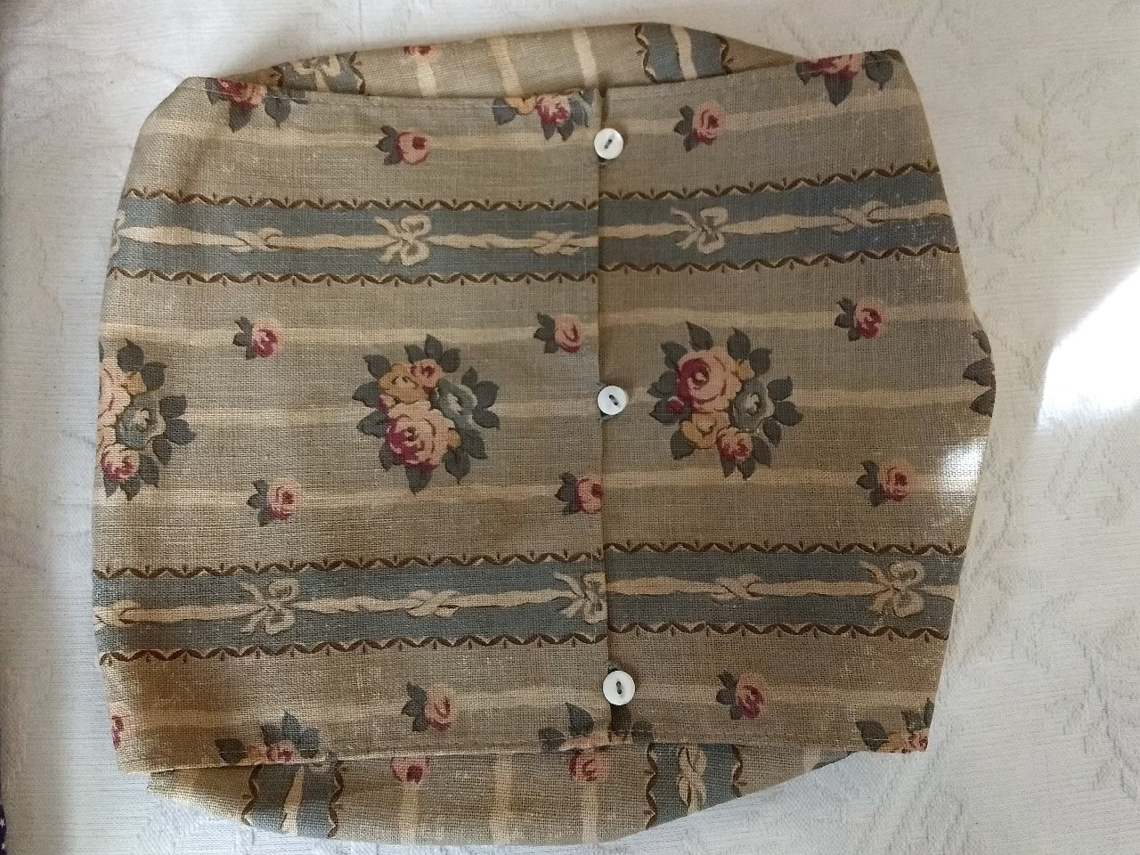 Vintage Fabric 1920's Napkin Holder Case Home Sewn Rose Flower Print