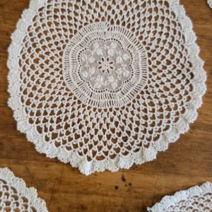 Set of 5 Vintage Handmade Crochet Doilies 5" Round Lace Doily
