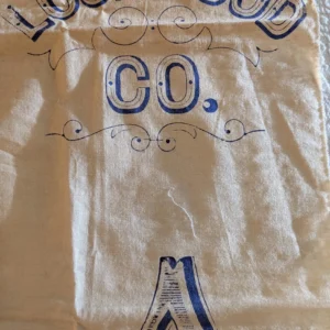 Antique Lockwood Co. Muslin Flour Sack 1880–1900 Blue Stencil Advertising Textile