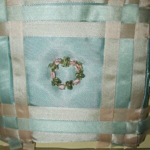 Vintage 1920 Flapper Era Unused Blue and Pink Handkerchief Foldover Case Original Box