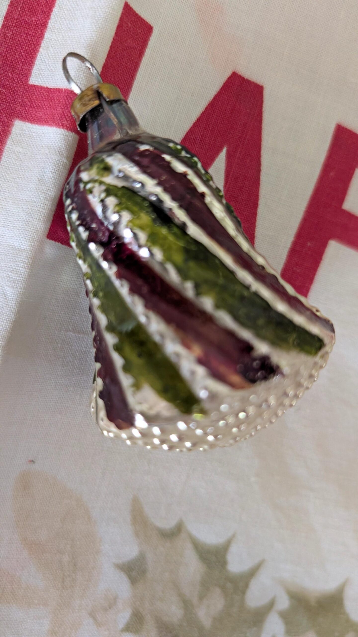 Vintage Glass Christmas Ornament Mercury Beaded Swirl Hand Painted