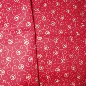 1900s Calico Fabric: Maroon & White Floral Print, Vintage Quilting Cotton