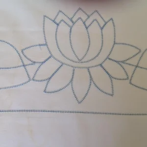 Vintage Pillowcase Single Blue Hemstitch Lily Pad Bed Linen