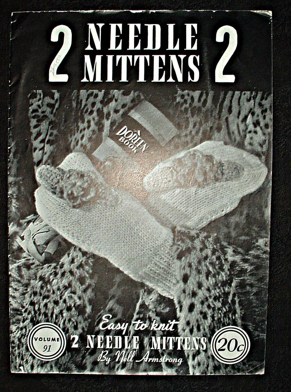Vintage 1945 Easy To Knit Mittens Instruction Pattern Book Infant to Adult