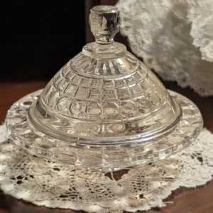 Clear Toy Butter Dish Tappan Pattern Glass Child Play Victorian 1900's McKee