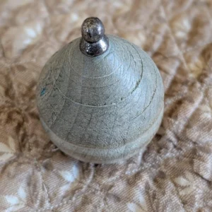 Toy Spinning Wood Top Old Green Teardrop Shape 1920 1930
