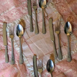 Children Toy Aluminum Silverware Flatware Four - Knife Fork Spoon vintage 1930's