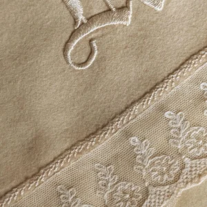 Doll Blanket Monogram Bedspread Wool Embroidery Lace Trim Antique 1900's