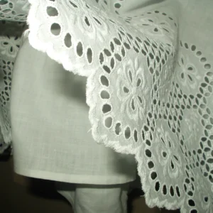 Antique Petticoat Victorian Edwardian White Slip Broderie Anglaise Embroidery Ruffle Trim