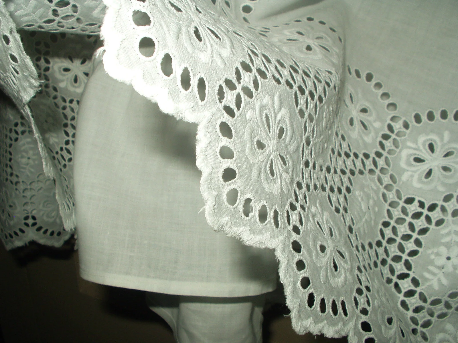 Antique Petticoat Victorian Edwardian White Slip Broderie Anglaise Embroidery Ruffle Trim