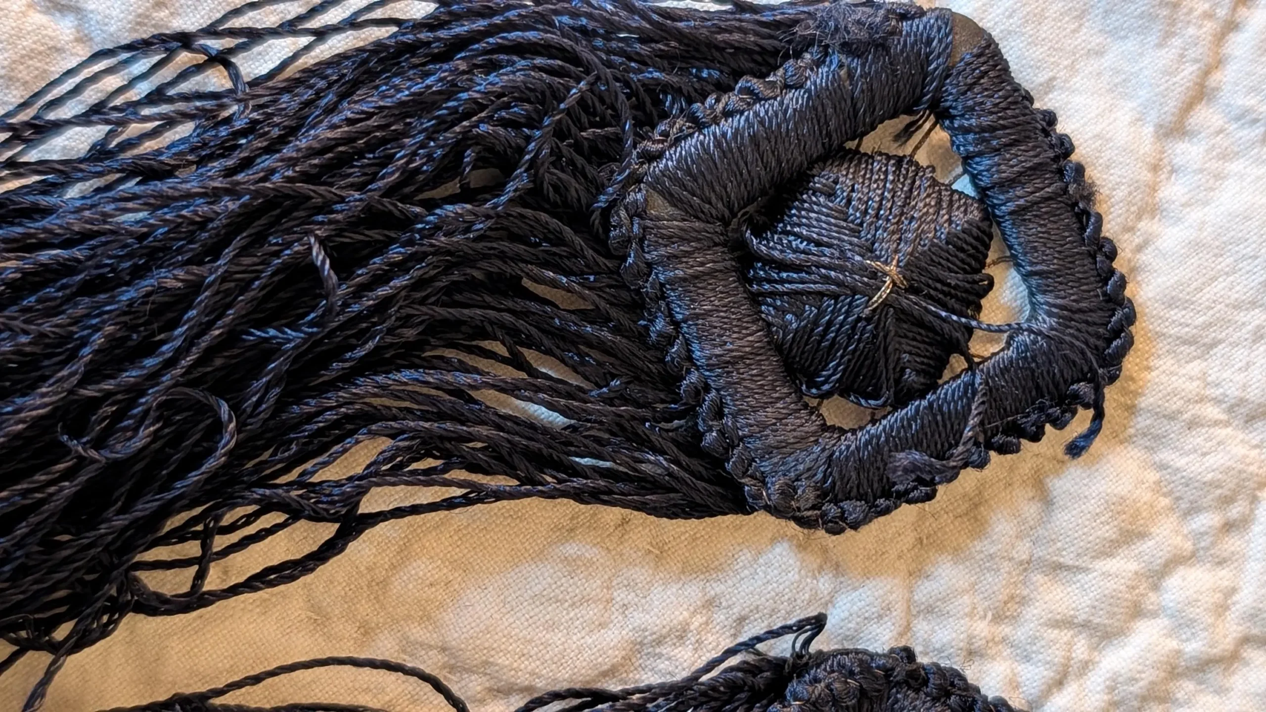 4 Passementerie Tassels Navy Silk Rayon Old Stock Embellishment Clothes Drapes