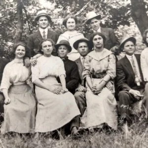 Old Photo Postcard Ladies and Gents On Outing Unused Scenic Card