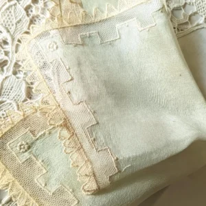 Vintage 1920's Handkerchief Dress Pocket Hanky Mint Green Chiffon Tulle Net Lace