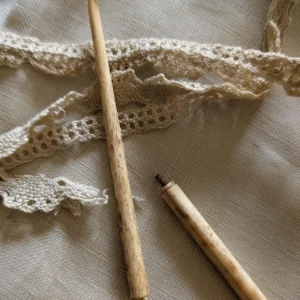 Vintage Bone Crochet Hook 2 Part Threaded Needlework Tool 1930's - 1950's