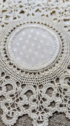 Set Antique Crochet Plate Doilies Victorian Star Damask Center Dining Table Mats Buffalo NY