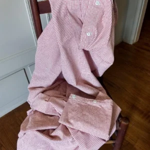 Mattress Tick Cover with Pillowcase Antique Victorian 1900 Red White Cotton Check Ticking