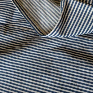 Vintage Ticking Tick Remnant Blue White 1940s Fabric For Sewing Crafts Primitive Farmhouse Style