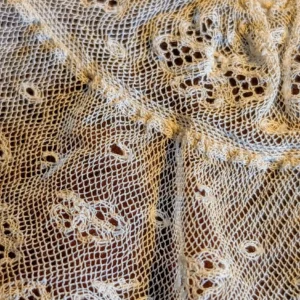 Victorian Handkerchief Drawn Thread Center Ruffle Lace Edging Early 1900's