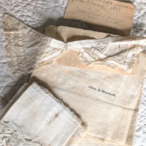 Antique 1861 Wedding Pillowcase, Lace Keepsakes, Bacon Family Provenance, Victorian Needlework Lot