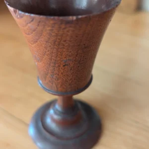 Early American Turned Wooden Goblet | 19th Century Treen Cup | Primitive Peaseware Style