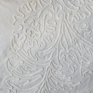 Antique Victorian Sham Tambour Embroidered Pillow, Whitework Wreath Cover, 1800s Cotton Layover