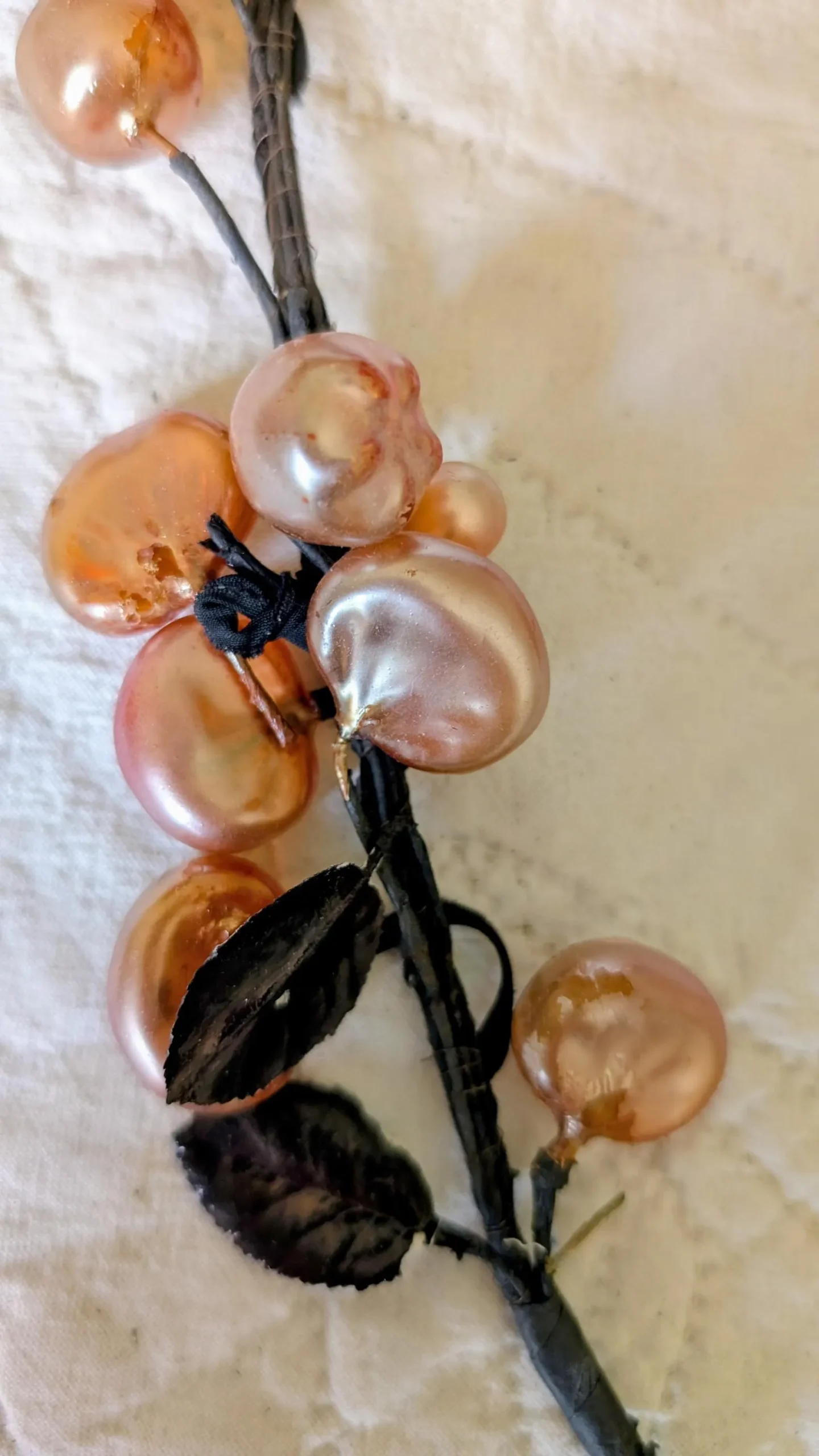 Antique German Millinery Fruit Spray Trim, 1910s Hat Embellishment, Edwardian Berry Branch, Original Tag