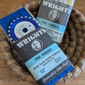 Two Vintage Wright Percale Bias Tape Old Stock Matching Thread Wheels Sewing Notion 1940s