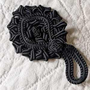 Antique Victorian Frog Cloak Fastener Black Silk Braid Closure Ornate Hand Knotted Coat Trim