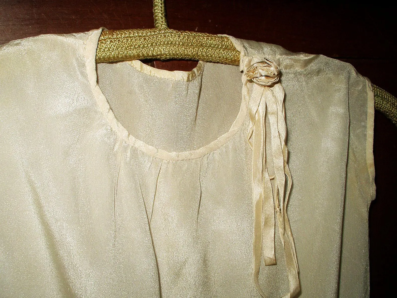 Vintage 1920's Girl Dress Child Silk Chiffon Rayon Rosettes Ribbon Party